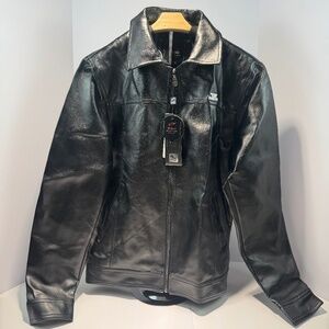 Rosso Black & Gold Men’s Extra Large Genuine Italian Leather Jacket NWT